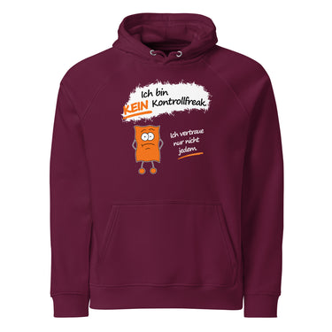 Jammerlappen „Ich bin KEIN Kontrollfreak“ Hoodie – Burgundy – Vorderansicht