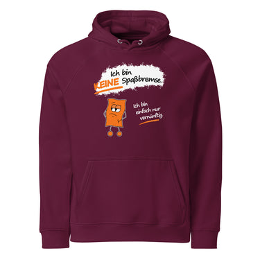 Jammerlappen „Ich bin KEINE Spaßbremse“ Hoodie – Burgundy – Vorderansicht