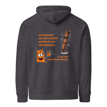 Jammerlappen „Zimt ist eine Lebenseinstellung“ Weihnachts-Hoodie – Charcoal Melange – Rückansicht