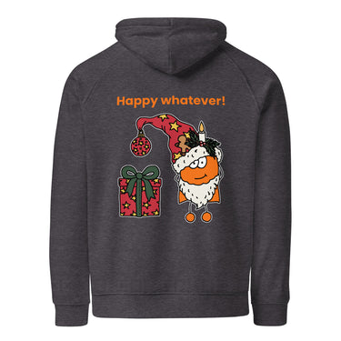 Jammerlappen „Happy whatever!“ Weihnachts-Hoodie – Charcoal Melange – Rückansicht