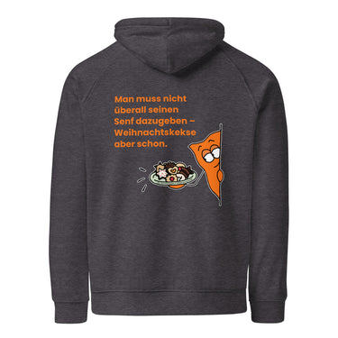 Jammerlappen „Weihnachtskekse aber schon“ Weihnachts-Hoodie – Charcoal Melange – Rückansicht