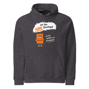 Jammerlappen „Ich bin KEIN Sturkopf“ Hoodie – Charcoal Melange – Vorderansicht
