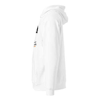 Jammerlappen „Ich bin KEINE Spaßbremse“ Hoodie – Weiß – Seitenansicht links