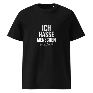 Ich hasse Menschen meistens Sarkasmus T-Shirt – Schwarz – Frontansicht