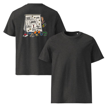 Jammerlappen „Perfektes Weihnachten“ Weihnachts-Shirt – Dunkles Heather Grau – Vorder- und Rückansicht