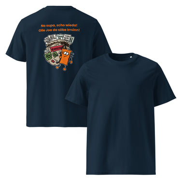 Jammerlappen „Na supa, scho wieda!“ Weihnachts-Shirt – French Navy – Vorder- und Rückansicht