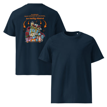 Jammerlappen „Heuer schenken wir uns nichts“ Weihnachts-Shirt – French Navy – Vorder- und Rückansicht