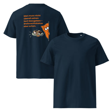 Jammerlappen „Weihnachtskekse aber schon“ Weihnachts-Shirt – French Navy – Vorder- und Rückansicht