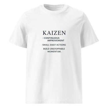 Kaizen Tägliche Verbesserung Mindset T-Shirt – Weiß – Frontansicht