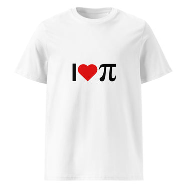 I ❤️ π Liebeserklärung an Pi Mathe T-Shirt – Weiß – Frontansicht