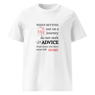 Do not seek advice from the untraveled Reise T-Shirt – Weiß – Frontansicht
