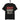 schwarzes T-Shirt mit Spruch idiot vermisst bist du es in rot und beige, Lupe als Symbol unter dem Text