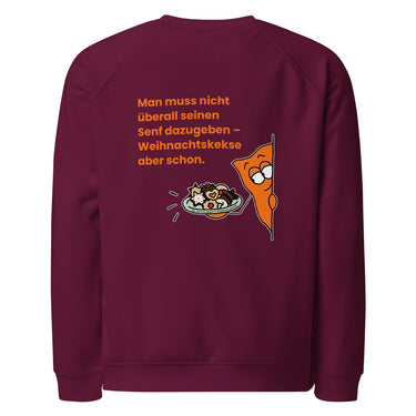 Jammerlappen „Weihnachtskekse aber schon“ Weihnachts-Pullover – Burgundy – Rückansicht