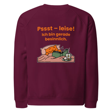 Jammerlappen „Pssst – leise! Ich bin gerade besinnlich.“ Weihnachts-Pullover – Burgundy – Rückansicht