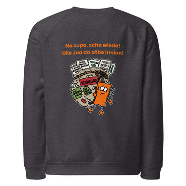 Jammerlappen „Na supa, scho wieda!“ Weihnachts-Pullover – Charcoal Melange – Rückansicht
