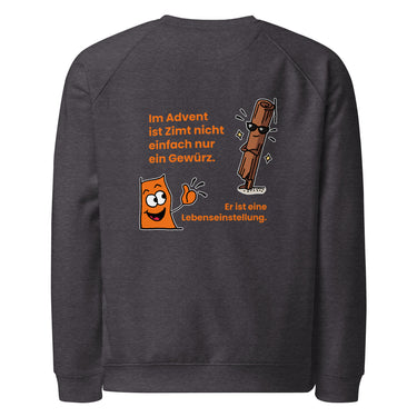 Jammerlappen „Zimt ist eine Lebenseinstellung“ Weihnachts-Pullover – Charcoal Melange – Rückansicht