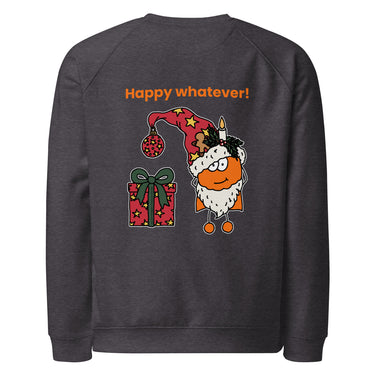 Jammerlappen „Happy whatever!“ Weihnachts-Pullover – Charcoal Melange – Rückansicht