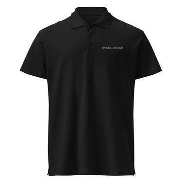 NYRRA-DESIGN Premium-Piqué-Poloshirt Schwarz Ton-in-Ton-Logo – Schwarz – Frontansicht