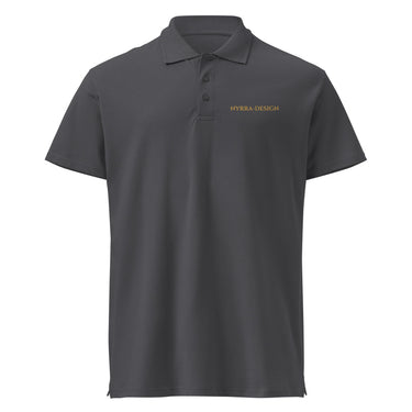 NYRRA-DESIGN Premium-Piqué-Poloshirt Mouse Grey Ton-in-Ton-Logo – Mausgrau – Frontansicht
