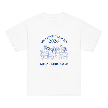 Kursshirt Segelschule Wien Kinder Größe T-Shirt – Weiß – Frontansicht